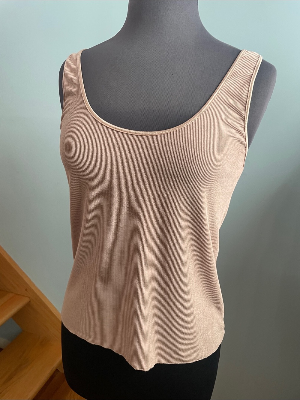 Zara Ribbed Scoop Neck Tank - Nude